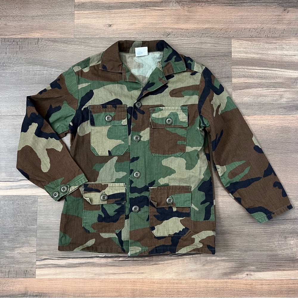 Vintage Youth Green Camo Hunting Chore Jacket - Made in USA - Size 12